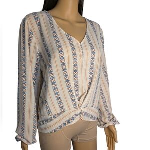 Pink Republic White Striped Women's Blouse Size Large